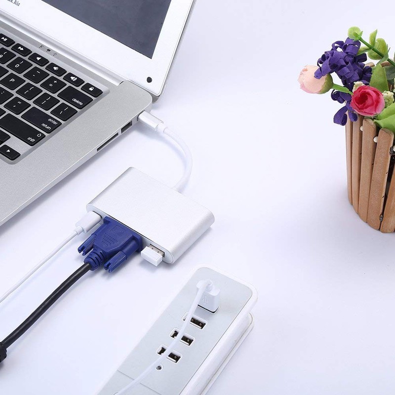 Adapter USB-C till VGA, USB-A, USB-C