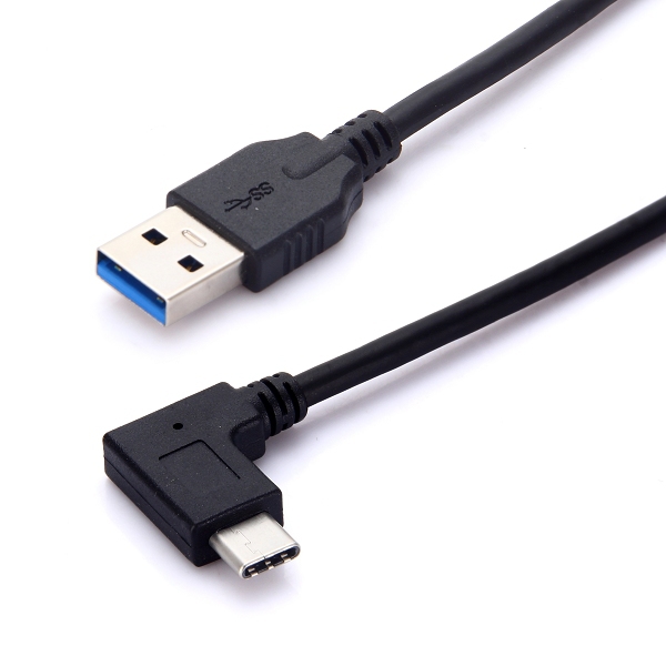 Vinklad laddkabel, USB3.0 till USB 3.1 USB-C, 1m