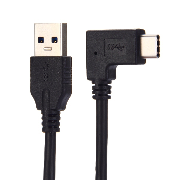 Vinklad laddkabel, USB3.0 till USB 3.1 USB-C, 1m