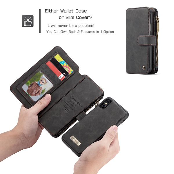 CaseMe plånboksfodral med magnetskal, iPhone XS Max 6.5, svart