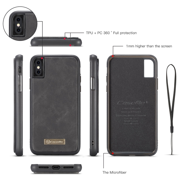CaseMe plånboksfodral med magnetskal, iPhone XS Max 6.5, svart