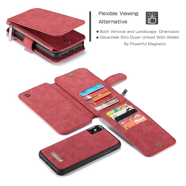 CaseMe plånboksfodral med magnetskal, iPhone XS Max 6.5, röd