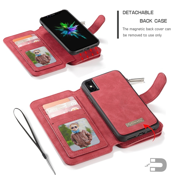 CaseMe plånboksfodral med magnetskal, iPhone XS Max 6.5, röd