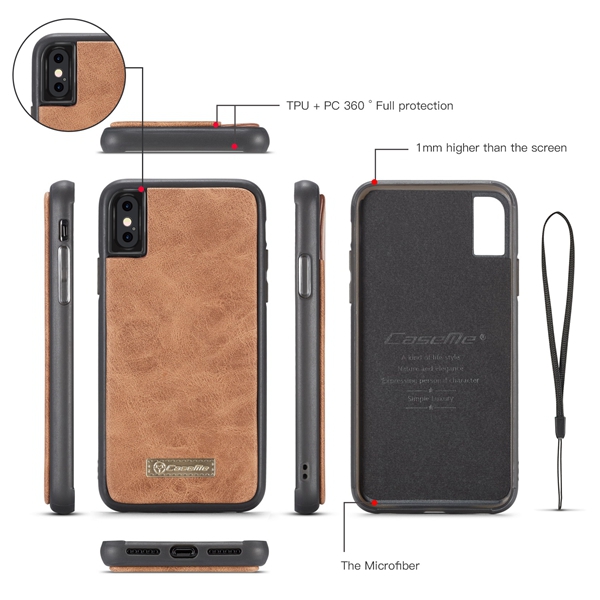 CaseMe plånboksfodral, iPhone XS Max 6.5, brun