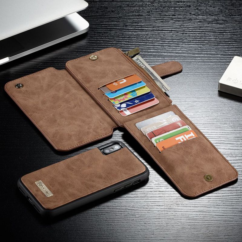 CaseMe plånboksfodral med magnetskal, iPhone X/XS, brun