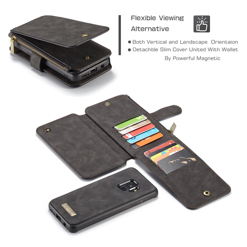 CaseMe plånboksfodral med magnetskal, Samsung Galaxy S9, svart