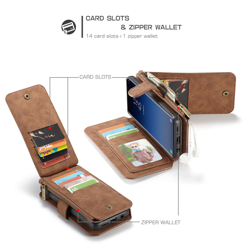 CaseMe plånboksfodral med magnetskal, Samsung Galaxy S9, brun