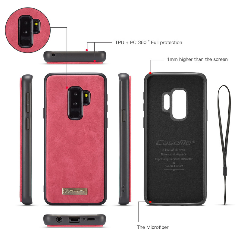 CaseMe plånboksfodral magnetskal, Samsung Galaxy S9 Plus, röd