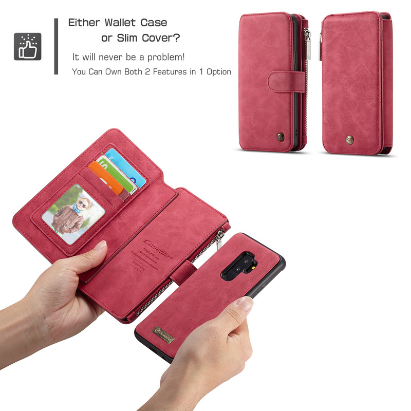 CaseMe plånboksfodral magnetskal, Samsung Galaxy S9 Plus, röd