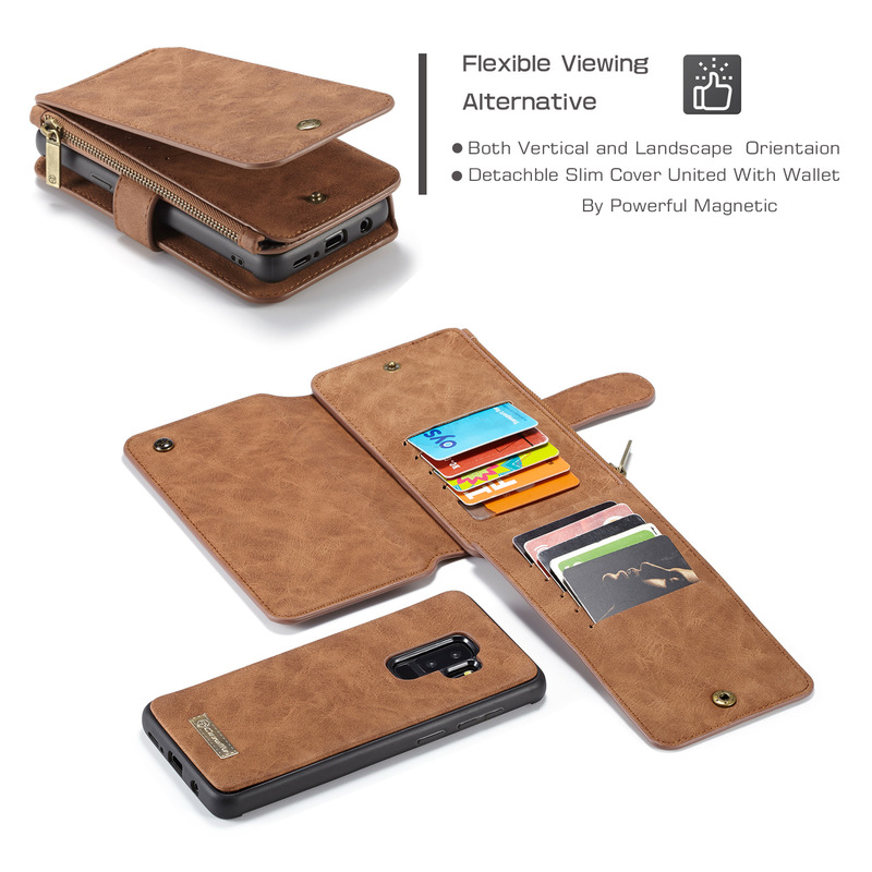 CaseMe plånboksfodral, Samsung Galaxy S9 Plus, brun
