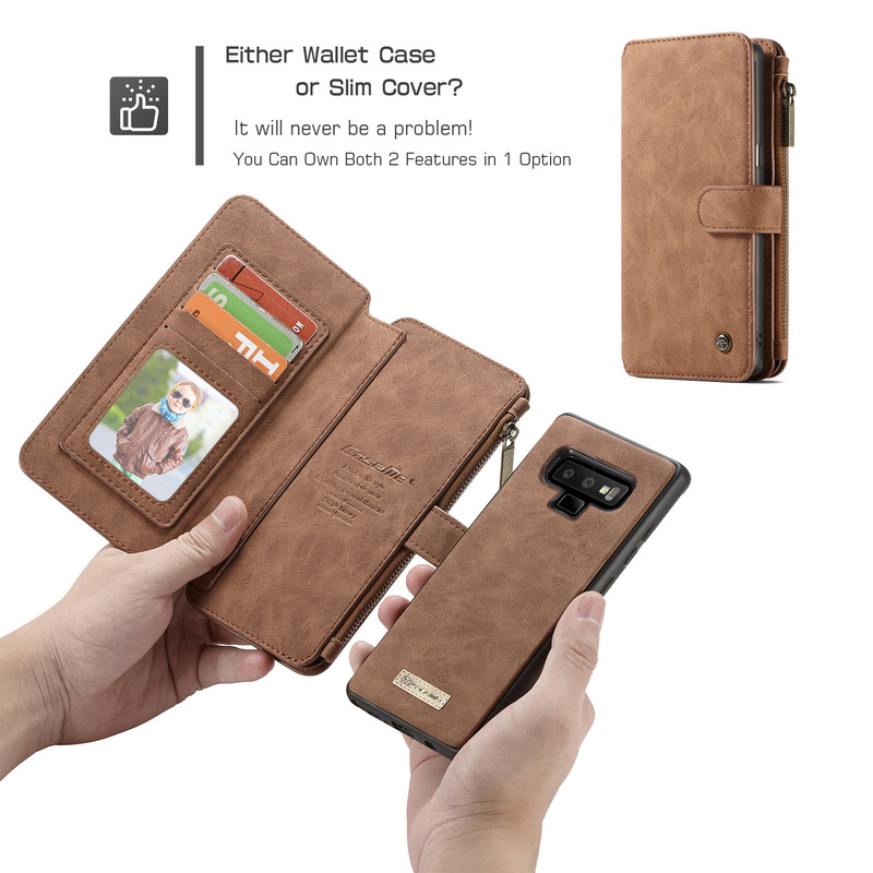 CaseMe plånboksfodral magnetskal, Samsung Galaxy Note 9, brun