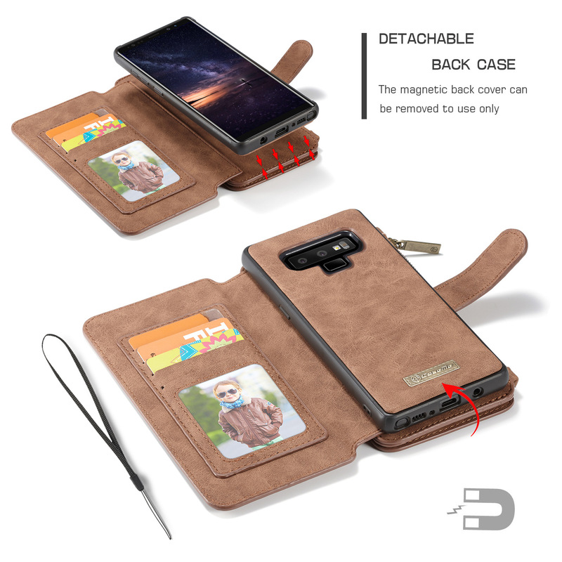 CaseMe plånboksfodral magnetskal, Samsung Galaxy Note 9, brun