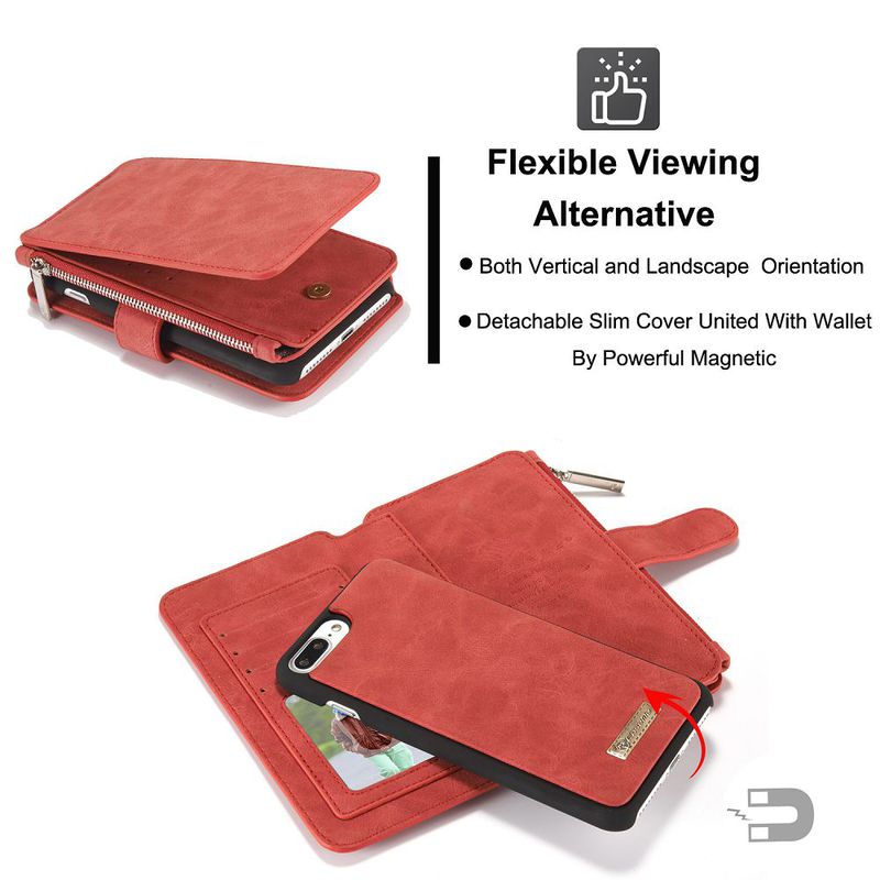 CaseMe plånboksfodral, iPhone 7/8 Plus, röd