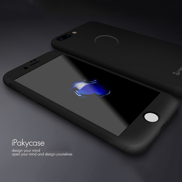 iPaky helomslutande skal, skärmskydd till iPhone 7/8 Plus, svart