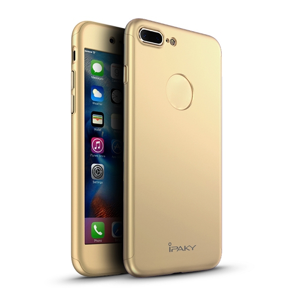 iPaky helomslutande skal, skärmskydd till iPhone 7/8 Plus, guld