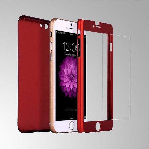 iPaky helomslutande skal med härdat glas, iPhone 6/6S, röd