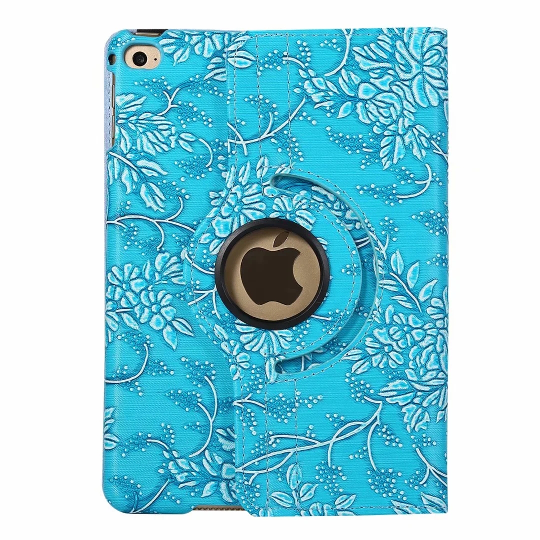 Läderfodral blommor blå, iPad Mini 4/5