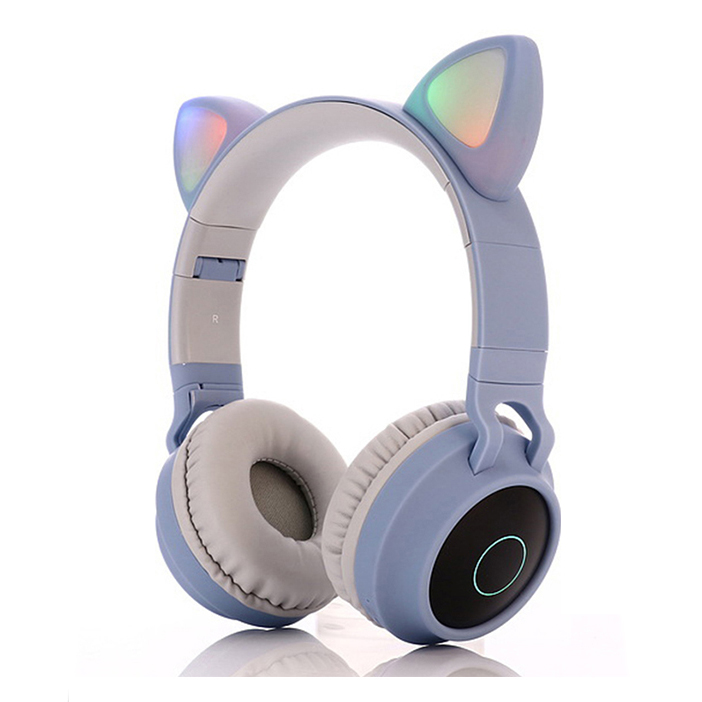 Cat Ear trådlösa barnhörlurar, 3.5mm, ljusblå