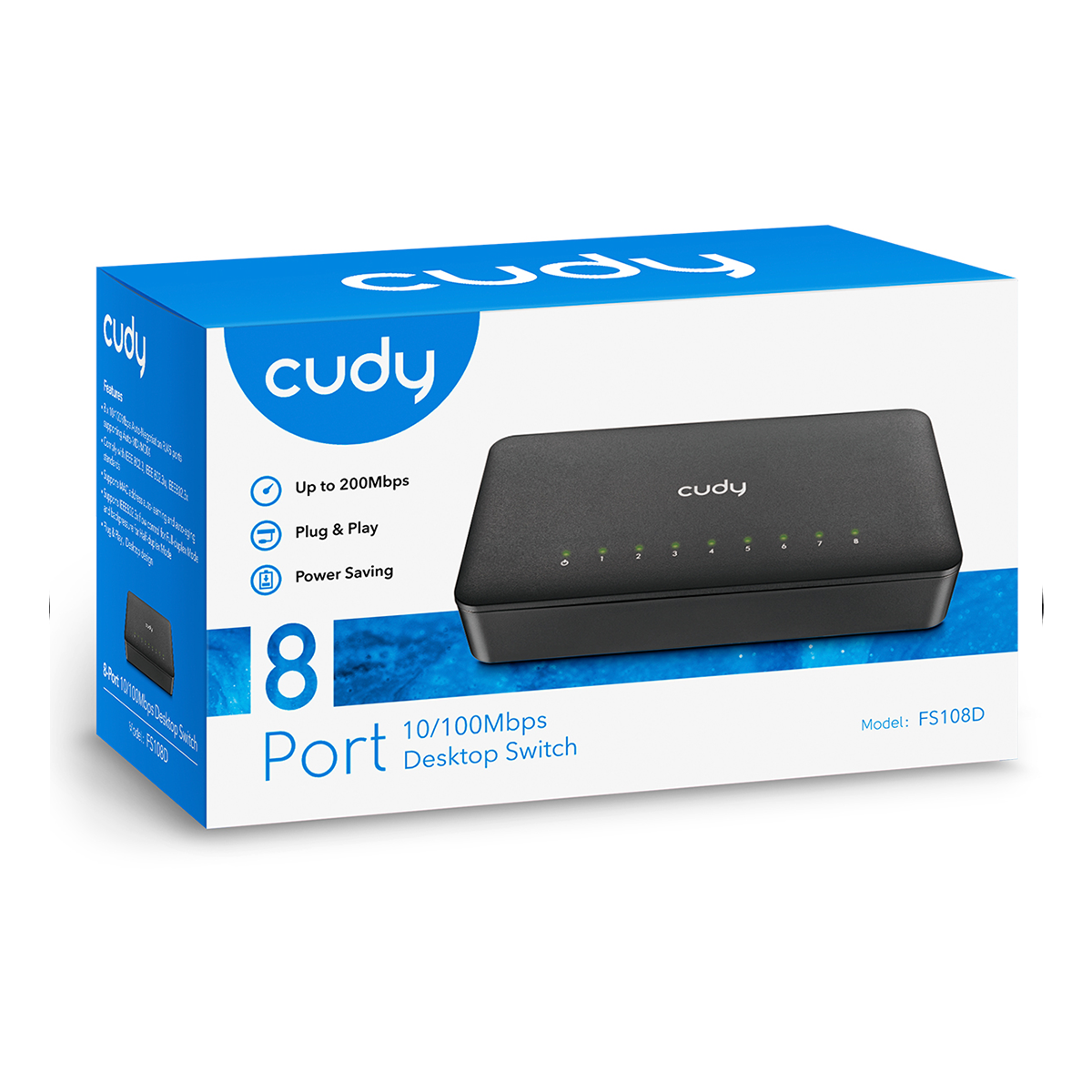 Cudy Multiport-switch med 8 portar, 10/100Mbps