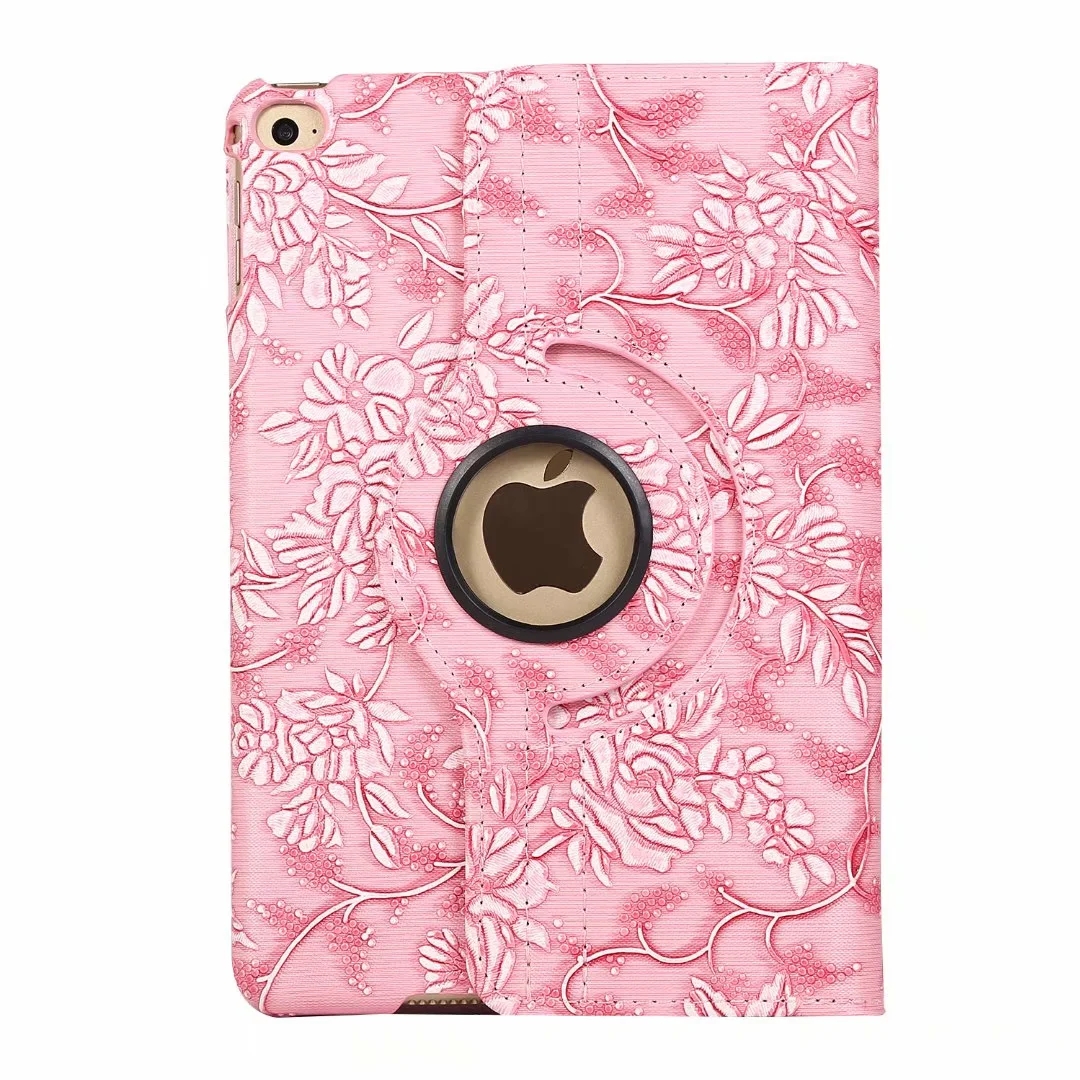 Läderfodral blommor rosa, iPad Mini 4/5
