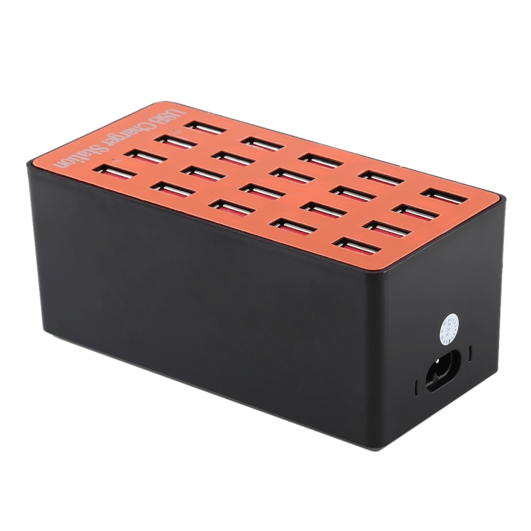 Laddningsstation med 20xUSB 2.4A, 100W, orange