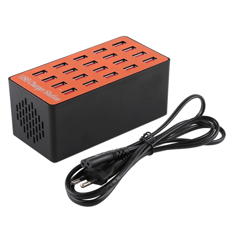 Laddningsstation med 20xUSB 2.4A, 100W, orange