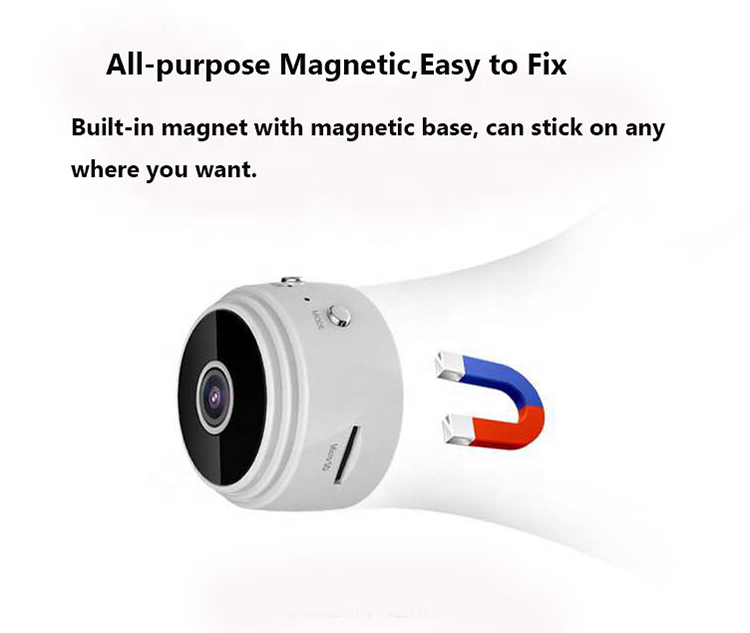 1080p trådlös minikamera med rörelsedetektor, vit