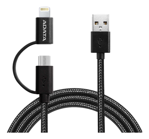 ADATA Micro-USB/lighting/USB-C, 2m, svart