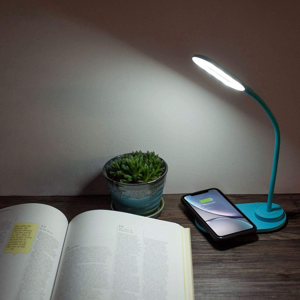 Bordslampa med 3 ljuslägen och trådlös laddare, 10W, blå