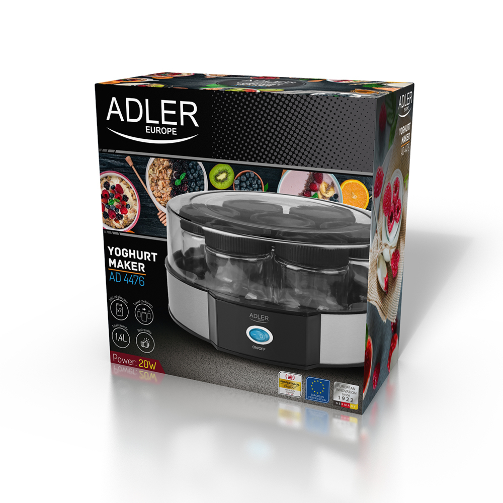 Adler AD 4476 Yogurt Maker yogurtmaskin +7 glasbehållare, 20W