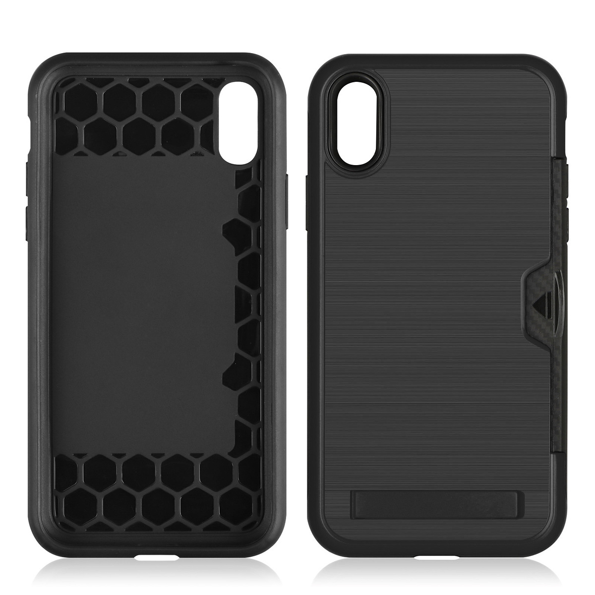 Armor 2 in 1 Brush Pattern Phone Case Holder Card Back Cover for iPhon