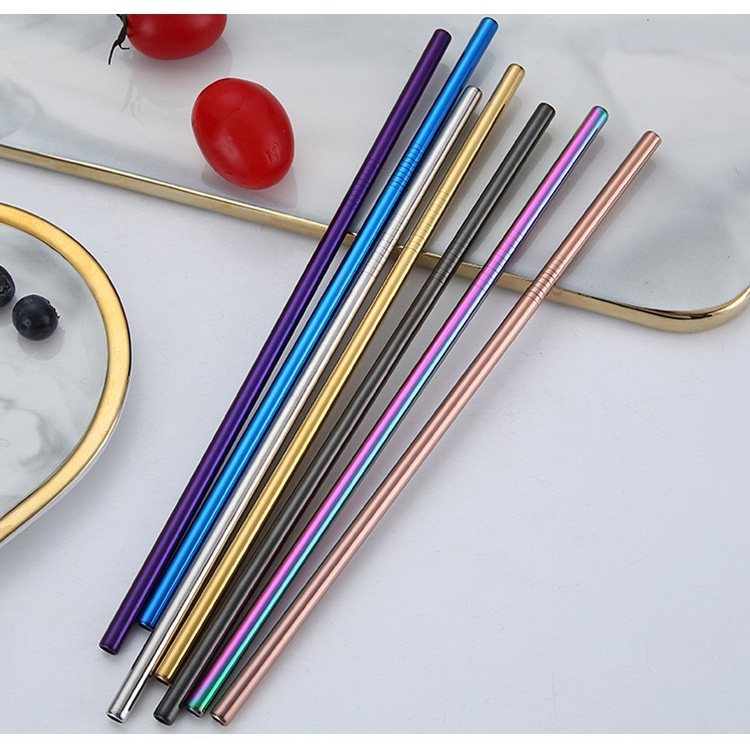 Återanvändbara sugrör i rostfritt stål, 5 delar, koppar