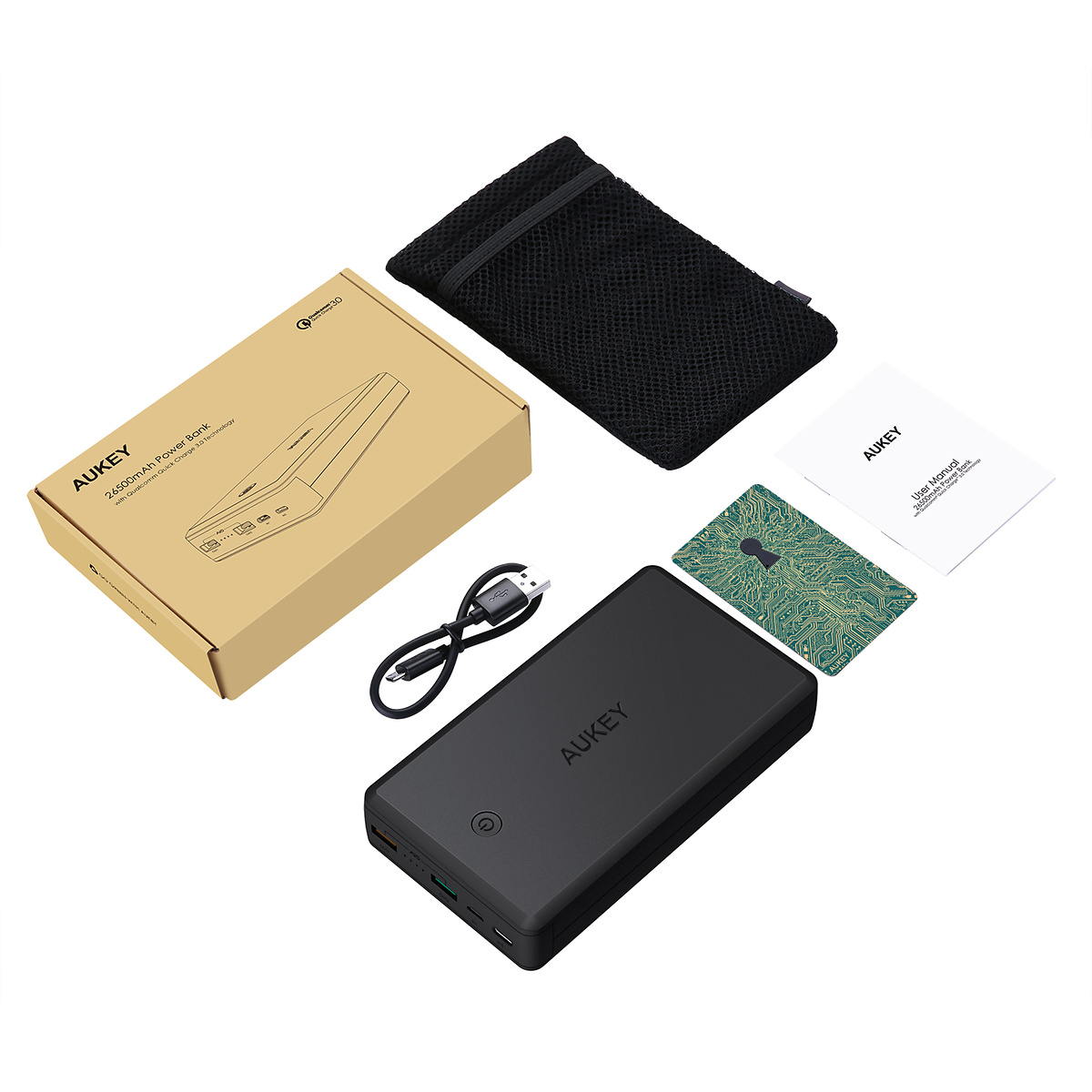 Aukey PB-T11 Powerbank Quick Charge 3.0, 2xUSB, 30.000mAh