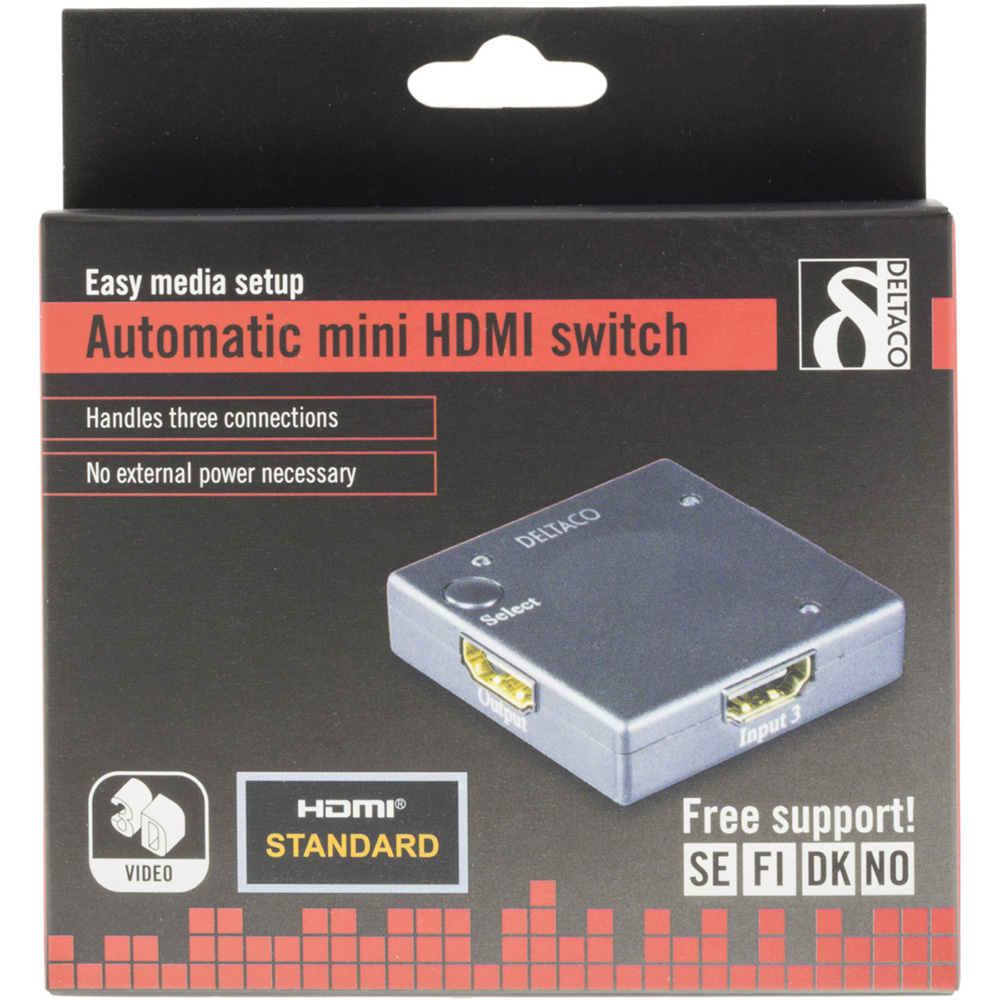 Deltaco Automatisk 3-1 HDMI-switch Mini, 3D-stöd, 1080p