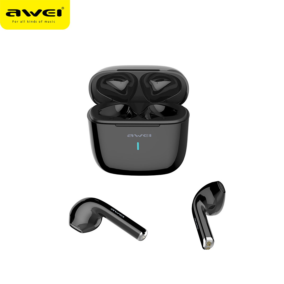 Awei T26 Trådlösa in-ear hörlurar, Bluetooth 5.0, svart