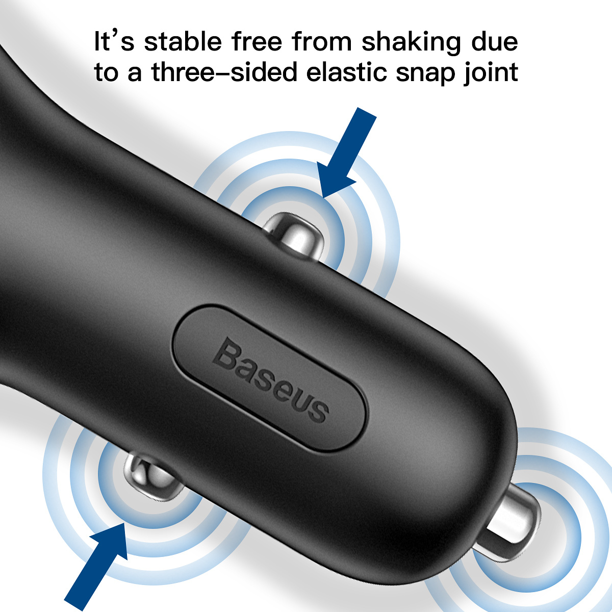 BASEUS billaddare, 2xUSB, 1xSocket, svart