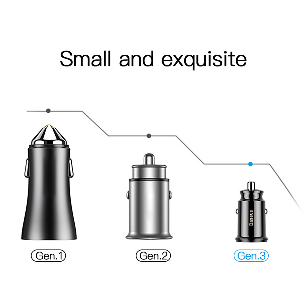 BASEUS 2xUSB 3.1A, smart mini snabbladdare till bilen