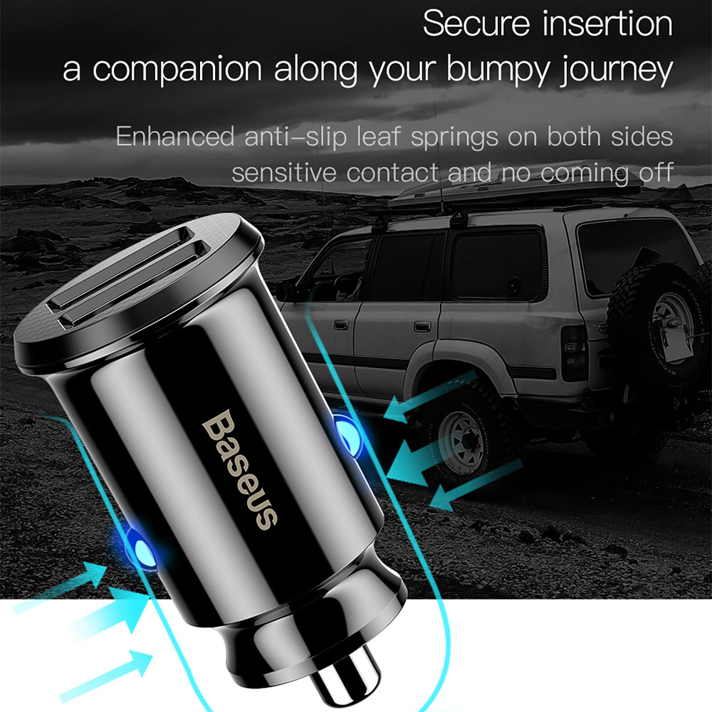 BASEUS 2xUSB 3.1A, smart mini snabbladdare till bilen