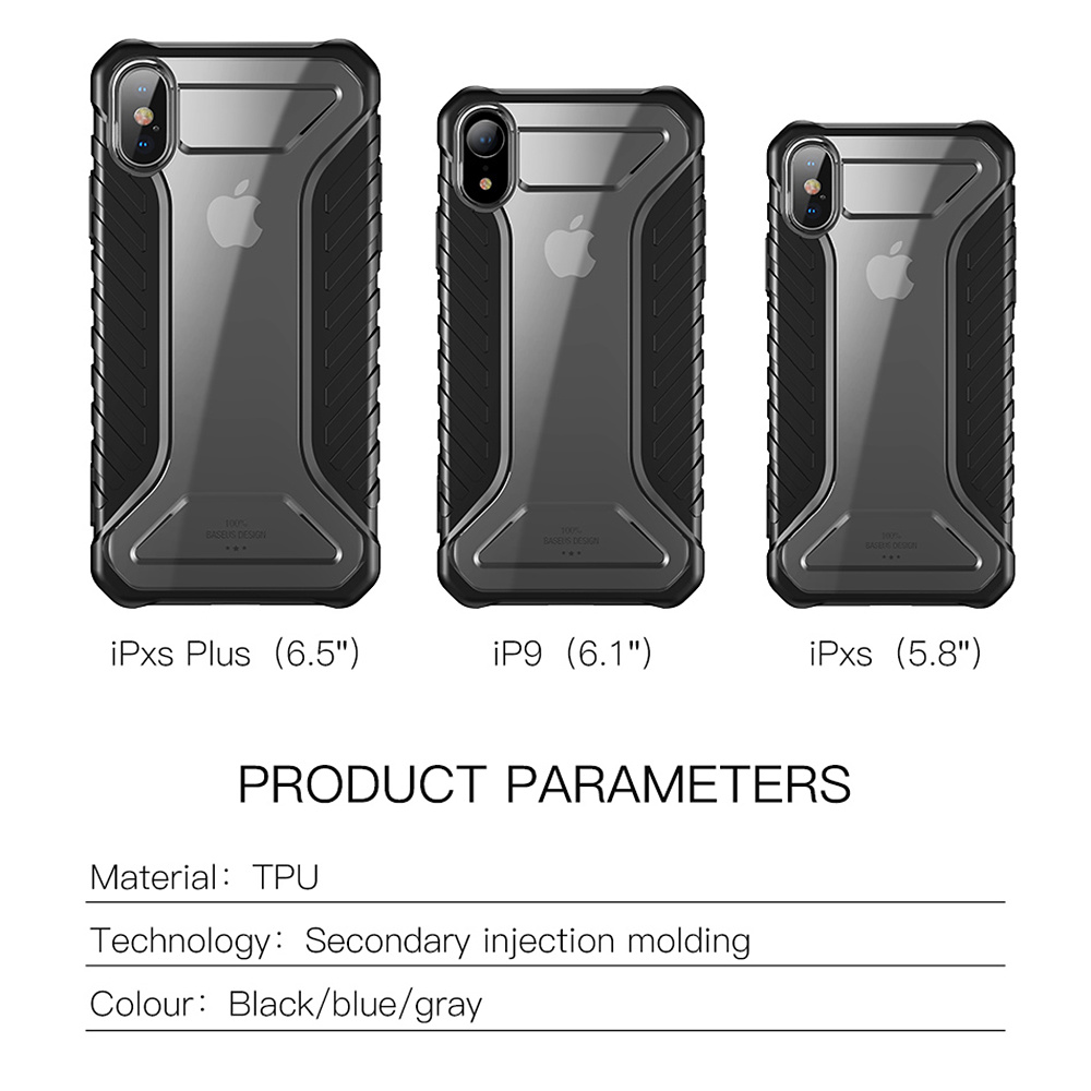 BASEUS Anti-slip skal i silikon, iPhone XS,  svart