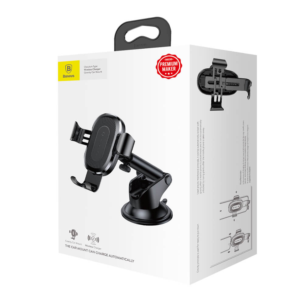 Baseus trådlös laddare till bilen, flexibel arm