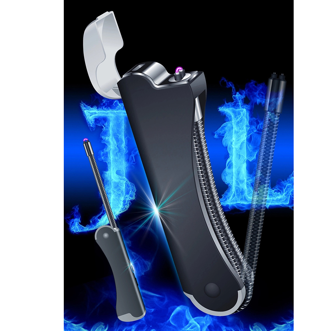 Arclighter BBQ, böjbar uppladdningsbar USB-tändare, svart