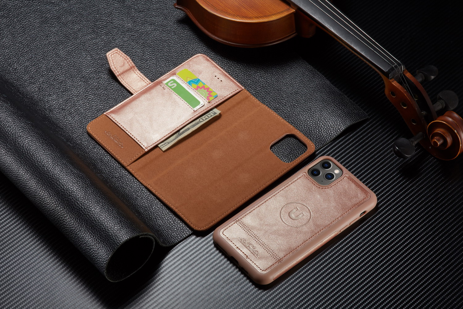 BRG Luxury plånboksfodral med ställ, iPhone 11 Pro, rosa