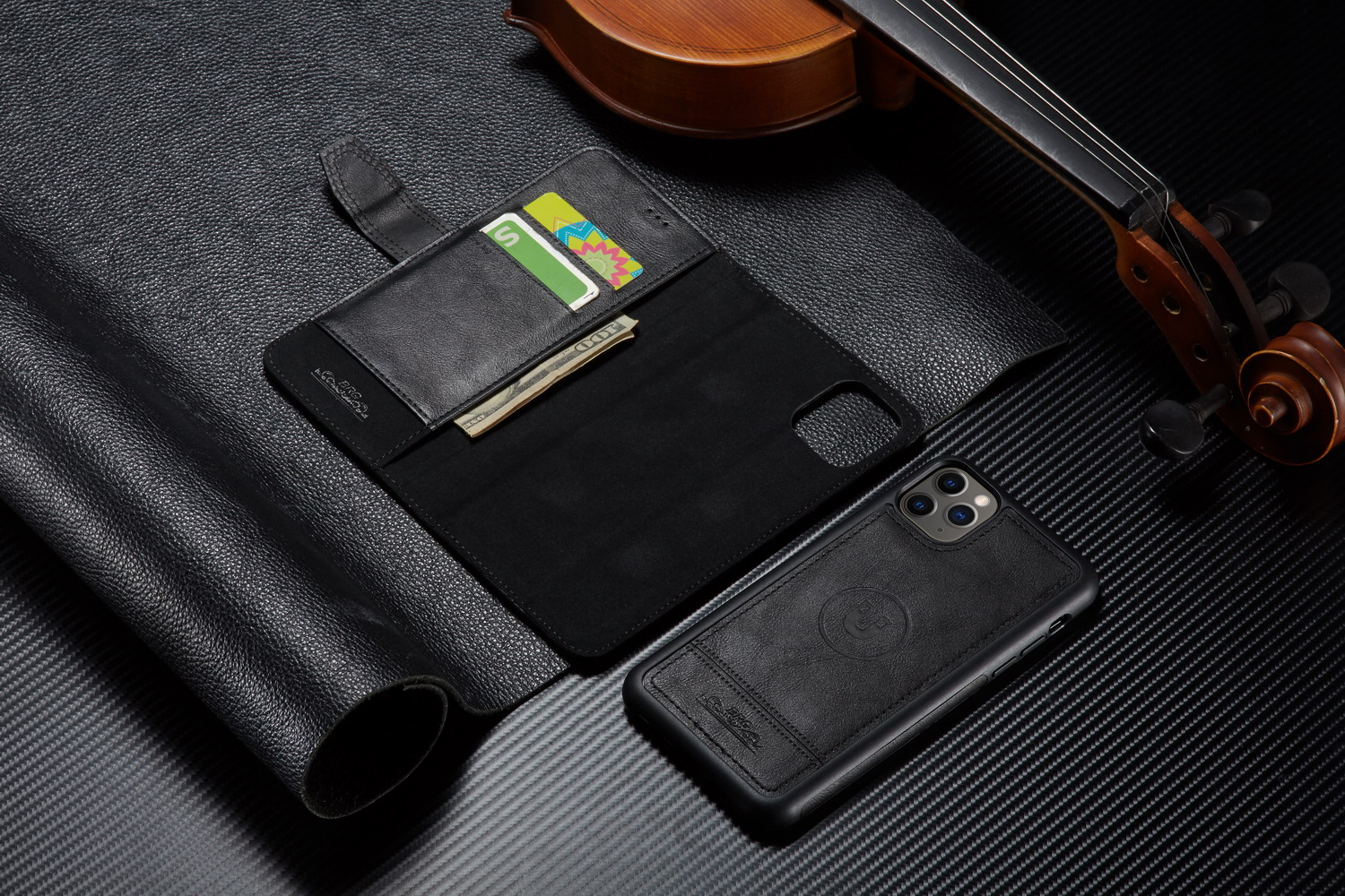 BRG Luxury plånboksfodral med ställ, iPhone 11, svart