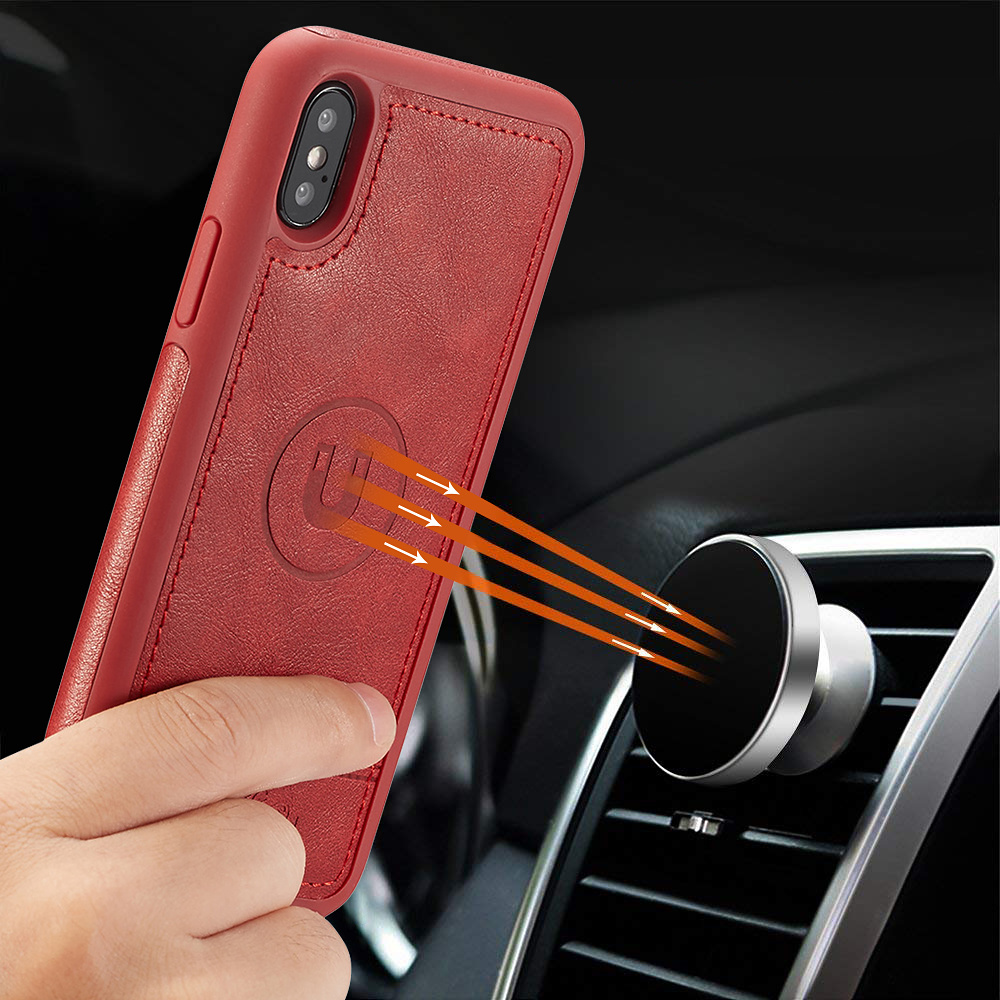 BRG Luxury plånboksfodral med ställ, iPhone XR, röd