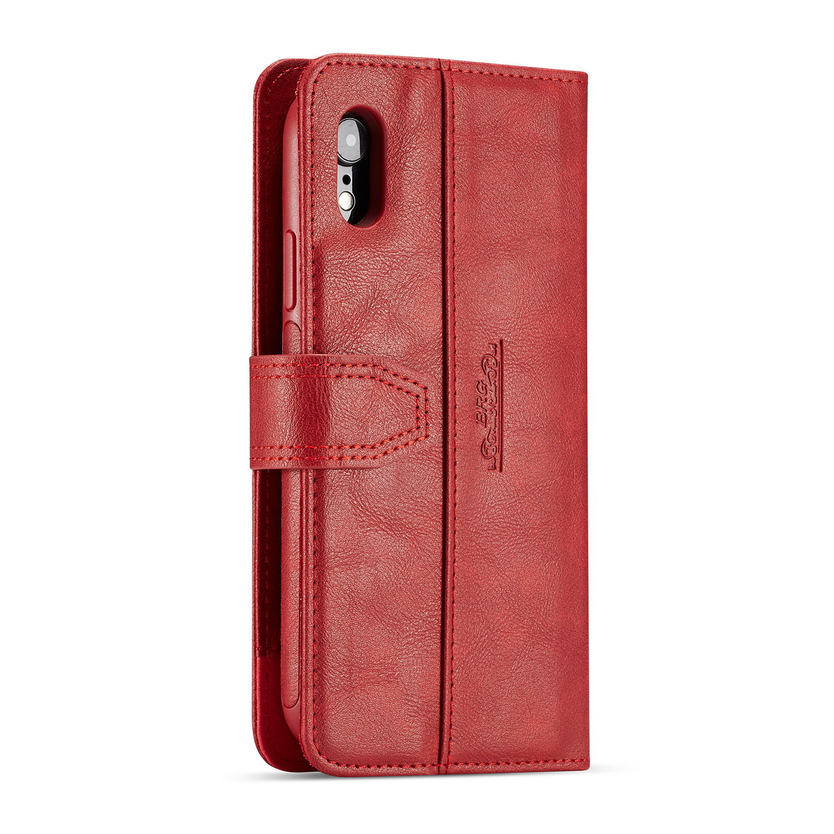 BRG Luxury plånboksfodral med ställ, iPhone XR, röd