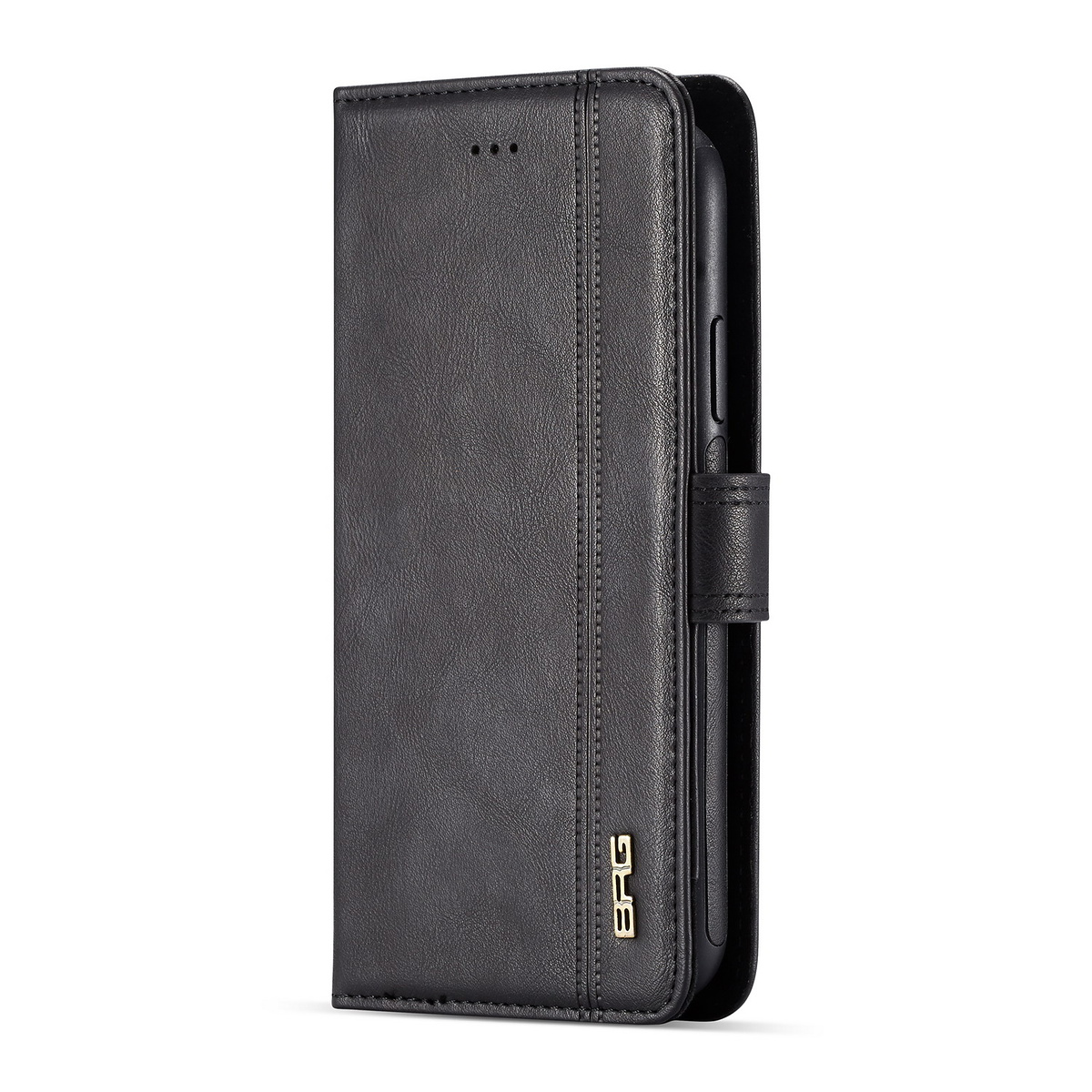 BRG Luxury plånboksfodral med ställ, iPhone XR, svart