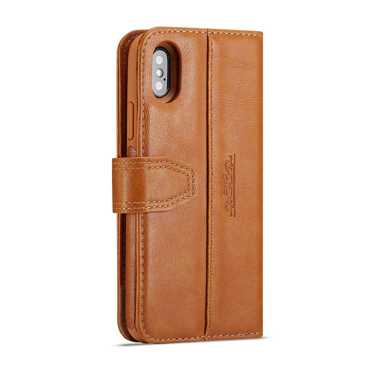BRG Luxury plånboksfodral med ställ, iPhone X/XS, brun