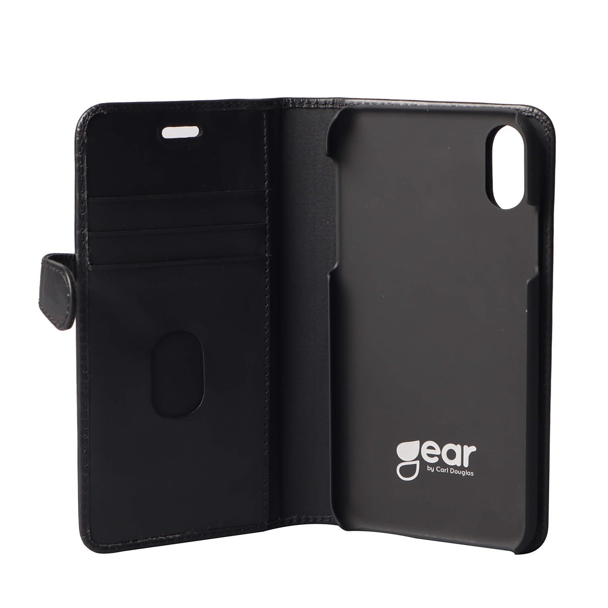 Gear plånbokfodral i äkta läder, iPhone XS Max, svart