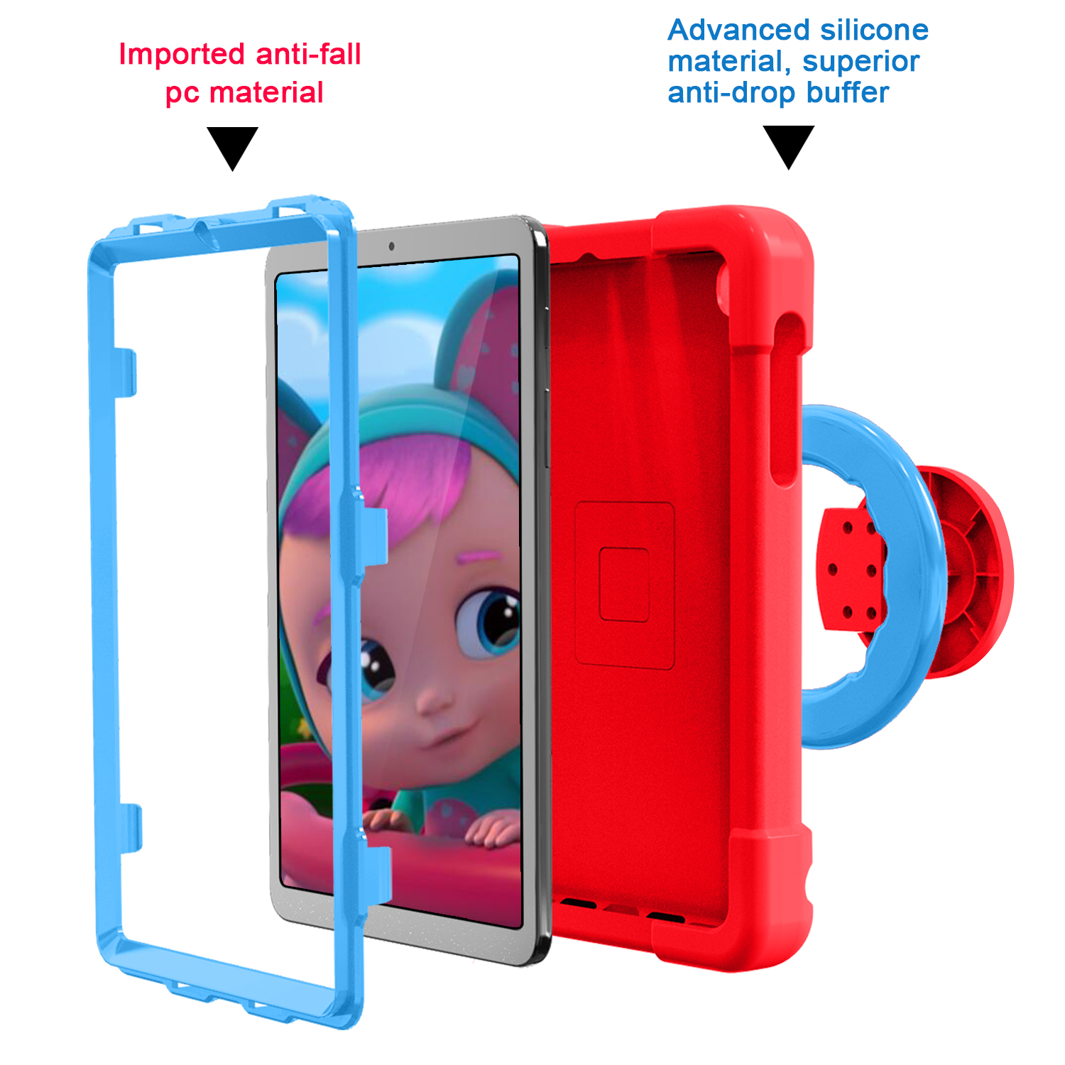 Barnfodral med roterbart ställ, Samsung Tab 8.4 (2020), röd