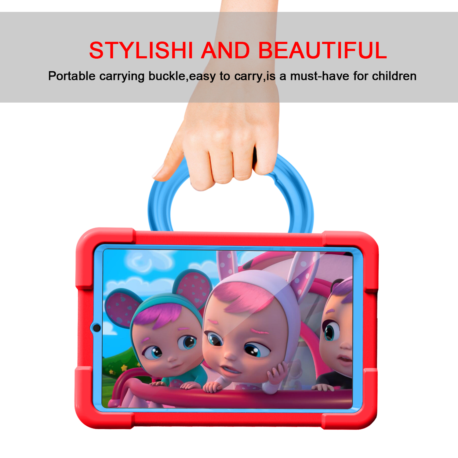 Barnfodral med roterbart ställ, Samsung Tab 8.4 (2020), röd